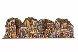 Holyhome Borgo Presepe Modulare 4 Moduli 220x70x100 cm (86,61x27,55x39,37 Inch) | Completa di statuine in terracotta cm 10, Realizzato e Dipinto a Mano, Made in Italy