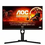 AOC Gaming 25G3ZM - Monitor Full HD da 25 pollici, 240 Hz, 0.5 ms, FreeSync Premium (1920x1080, HDMI, DisplayPort, hub USB), colore nero/rosso