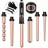 Bestope Set di ferro arricciacapelli 6 in 1 kit arricciacapelli in oro rosa con 6 barili intercambiabili in tormalina in ceramica e guanto resistente al calore, doppia tensione, punte fantastiche