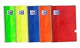 Oxford, Quaderni A4 (Folio) griglia 4x4, copertina morbida, 80 fogli, confezione da 5 quaderni, colori vivaci