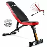 ISE Panca Pesi,Panca Multifunzione Regolabile, Schienale Regolabile in 6 Direzioni,Pieghevole e Salvaspazio con Ruote di Trasporto,Supporto per Gambe per Allenamento Addominale, Max. 250 kg, SY-5021
