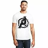 Marvel Avengers Cracked T-Shirt, Bianco (White White), (Taglia Produttore: Small) Uomo