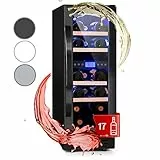KLARSTEIN Cantinetta Vino Design da Incasso, Refrigerata a Zona Doppia per Vino Rosso, Bianco e Birra, Frigo per Esterno/Interno, 53L, 17 Bottiglie