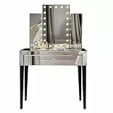 Set da 2 pezzi Millie x Laguna specchiato da toeletta e specchio da tavolo triplice con luci a LED per trucco Vanity