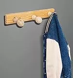IPEA Appendiabiti da Parete Classico in Legno con 3 Ganci - Appendi Abiti da Muro per Casa, Camera, Cucina, Salotto, Negozio - Appendino per Giacche, Cappotti, Cappelli - Colore Chiaro