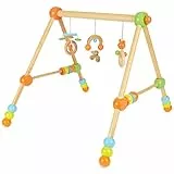 Bieco gioco Trendy legno trapezoidale - arco gioco regolabile in legno con figure sonagli e palle, fin dalla nascita, multicolore, cassetta di sicurezza, ARTN 23000015