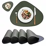 Tovagliette Americane Lavabili,Tovagliette Rotonde e Sottobicchieri,Tovagliette Colazione Antiscivolo,Set di 4 Tovagliette 42 x 32 cm(Verde&Blu)