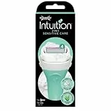 Wilkinson Sword Intuition 2in1 Sensitive Care, Confezione con 1 Manico, 1 Testina Montata, Rasoio Guadrilama Donna con Sapone Naturale, Contiene Aloe Vera