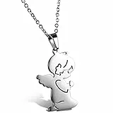 JewelryWe - Collana Ciondolo Angelo Portafortuna da Donna Ragazza Collana Preghiere Colore Argento Regalo per la Nascita