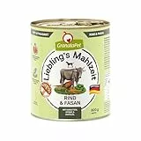 GranataPet Liebling’s Mahlzeit carne di manzo e fagiano, cibo per cani, cibo umido per cani, scatolette per cani senza cereali e zuccheri aggiunti, alimento cani completo, 6 x 800 g