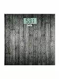 Laica PS1065 Bilancia Pesapersone Elettronica, 180 kg, Vetro Temperato con Serigrafia Legno Scuro, Marrone