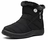 Hsyooes Stivali Donna Invernali Stivaletti Moda Stivali da Neve Foderato Caldo Scarpe da Inverno Impermeabili EU41 Nero A