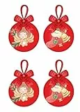 THUN, Set 4 Palline di Natale Rosse in Poliestere, Versione Piccola, Addobbo Natalizio per Albero di Natale, Idea Regalo, Ø 6 cm