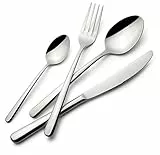 Lagostina Ambra, Set Posate per 6 Persone con 6 Forchette Tavola, 6 Coltelli Bistecca, 6 Cucchiai Tavola, 6 Cucchiaini Caffè, Set Posate in Acciaio Inox 18/10 con Finitura Lucida a Specchio