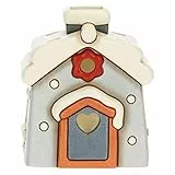 THUN - Casetta Porta Tealight di Colore Blu in Ceramica Decorata a Mano - Linea Regali d'inverno - Idea Regalo Natale 2022-9,5x10x11 cm h