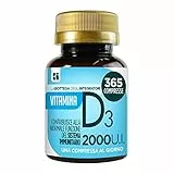 Vitamina D 365 Compresse 1 al Giorno 2000 UI 50 µg | Sistema Immunitario | Ossa e Denti | non di origine animale (1 confezione da 365)