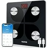 RENPHO Bilancia Bluetooth per Grasso Corporeo, Bilancia Digitale Intelligente IMC Bilancia Pesapersone Bagno, Ricarica USB Analisi Composizione Corporea con App