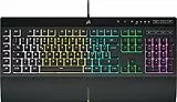 Corsair K55 RGB PRO Tastiera Gaming A Membrana Cablata, Retroilluminazione RGB, 6 Tasti Macro Con Integrazione Software Elgato, Resistente All'infiltrazione Di Polvere E Liquidi, QWERTY, Nero