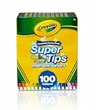 CRAYOLA Super Tips - Pennarelli Lavabili a Punta Media, Confezione da 100 Pezzi in Colori Assortiti, Età Consigliata: da 3 Anni