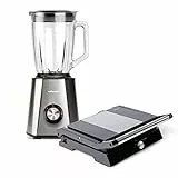 Mellerware - Pack | Frullatore Blender Mixy! + Griglia elettrica Hotty! | FRULLATORE: 1300W Mixer Professionale 2 velocità + Turbo | GRIGLIA: 2200W Bistecchiera, Toastiera, Grill antiaderente | Inox