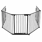 VOUNOT Cancelletto di Sicurezza Rete Protezione, Barriera Protettiva per Camino, Cani, Animali, Stufa con Kit di Montaggio, 300 x 75 cm, Nero