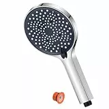 YEAUPE Soffione Doccia- Anticalcare, Grande (130 mm di diametro) con 6 tipi di getti, ad alta pressione, cromato