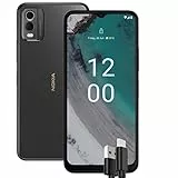 Nokia C32 Smartphone 4G 64GB, 4GB RAM, Dual Camera 50 Mp, Display HD+ da 6.52″, Android 13, Batteria da 5000 mAh, Dual Sim, Nero carbone, versione con cavo USB Type-C aggiuntivo