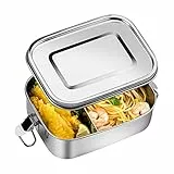 iRenXiao Scatola portapranzo in acciaio inox di alta qualità, con divisore, senza BPA
