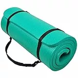 BalanceFrom GoCloud - Tappetino da yoga multiuso da 3,5 cm, extra spesso, ad alta densità, anti-strappo, con cinghia per il trasporto (verde)