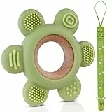 Vicloon Dentizione Neonati Giocattolo, Massaggiagengive con Catenella Portaciuccio, Giocattoli Senza BPA per Molar Lenire i Bambini, Faggio Verde