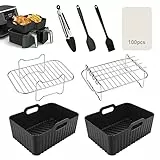 Accessori per friggitrice ad aria Ninja AF300UK, AF400UK e 7.6L-9.5L o più grande, set di 8 friggitrici ad aria, 2 fodere per friggitrici ad aria, 100 pezzi di rivestimento in carta, ecc., nero