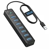 PHIXERO Hub USB, Cavo Lungo 1.5FT Hub USB 3.0 7 Porta, Sdoppiatore USB Porte USB Multiple per PC, Macbook, Mac Pro/Mini, iMac, Surface Pro, XPS, Unità flash USB, Laptop, HDD Mobile, ecc