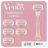 Gillette Venus Comfortglide RASOIO DONNA Spa Breeze, 1 Manico e 6 Lamette (da 3 Lame), per una Rasatura Fluida Profonda Duratura