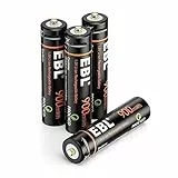EBL 1.5V USB AAA Batterie Ricaricabili con Micro USB Cavo, Pile Ricaricabili da 900mWh, Confezione da 4 pezzi