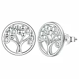 Lydreewam Albero Della Vita Orecchini Donna Argento Sterling 925 3A zirconi con Scatola Regalo, Diametro 12mm