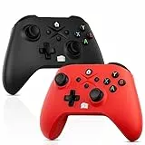 Lapezei Set di 2 Controller per Xbox One con Dongle 2.4G Compatibile con Xbox Series X/S, Xbox One S/X, PC (Windows 7/8/10/11) con Vibrazione/Giroscopio a 6 Assi/Audio da 3,5 mm/Turbo - Nero e Rosso