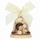 THUN - Limited Edition 2022 - Campanella Beige in Ceramica Decorata a Mano con Iconico Angelo con Stella - Idea Regalo Natale 2022 - ø 7 cm, 8 cm h