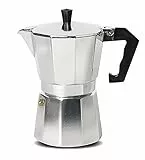 A2ZWORLD Caffettiera Moka in Alluminio, Colore Argento, Manico Anti Scottatura, Compatibile con fornello Elettrico e a Gas, NON Induzione (3 Tazze)