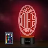 Lampada Milan Calcio, ac Calcio Milano Luce Notturna 3D Led, 16 Colori USB Ricaricabile, Regalo per Ragazzo Bambini