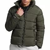 Superdry Giacca Imbottita Felpa, Calcio Grid Khaki, XS Uomo
