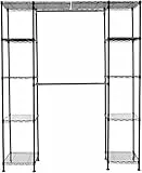 Amazon Basics Sistema organizer espandibile per armadio - Nero, 144.8 - 203.2 x 35.6 x 182.9 cm