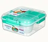 Sistema Bento Cube - Contenitore per il pranzo XL a 5 scomparti, 1250 ml, con tappo a vite, 17,5 x 17,5 x 8 cm (larghezza x profondità x altezza) 21685, colore: verde