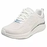 Skechers D'lux Fitness, Scarpe da Ginnastica Donna, Maglia Bianca Argento Trim, 41 EU