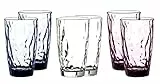 Bormioli Rocco Diamond set di 6 bicchieri, 470 ml, color trasparente, blu, viola (2 per colore), per acqua, lavabili in lavastoviglie, grandi per long drink, per succhi