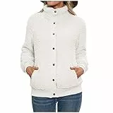 vokkrv Giacca invernale donna in lana d'agnello rosa Giacca in Pile Caldo con colletto Cardigan Giacca Da Donna a Maniche Lunghe Con Bottoni in Felpa Con Tasca Capispalla Autunno Invernale Da Donna