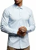 Leif Nelson Camicia da Uomo Maniche Lunga Slim Fit LN-3430 Azzurro Small