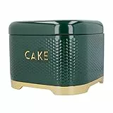 LOVELLO Contenitore per torte con coperchio, Hunter Green & Gold, 26 x 26 x 20 cm