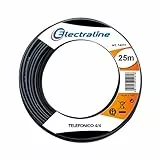 Electraline 14011 Cavo Telefonico Piatto 4/4, Lunghezza 25 m, Nero