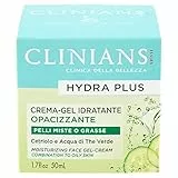 Clinians crema idratante opacizzante viso con acqua di mela e zinco combinazione per pelli, 50 ml