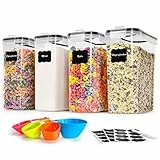 Contenitori Ermetici per Alimenti 4.0L*4 - Contenitori per Alimenti Plastica con Coperchio Barattoli Cucina Ermetici Organizer Cucina - Barattoli Cereali,Farina, Contenitori Pasta,Muesli